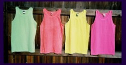 four, plain, neon tank tops in assorted colors